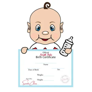 Elf Baby Birth Certificate - Blue