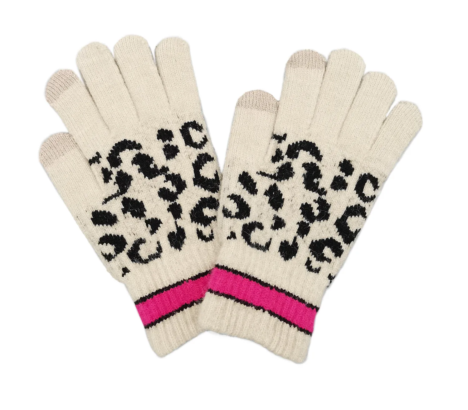 Empire Cove Winter Knit Leopard Striped Touch Screen Gloves