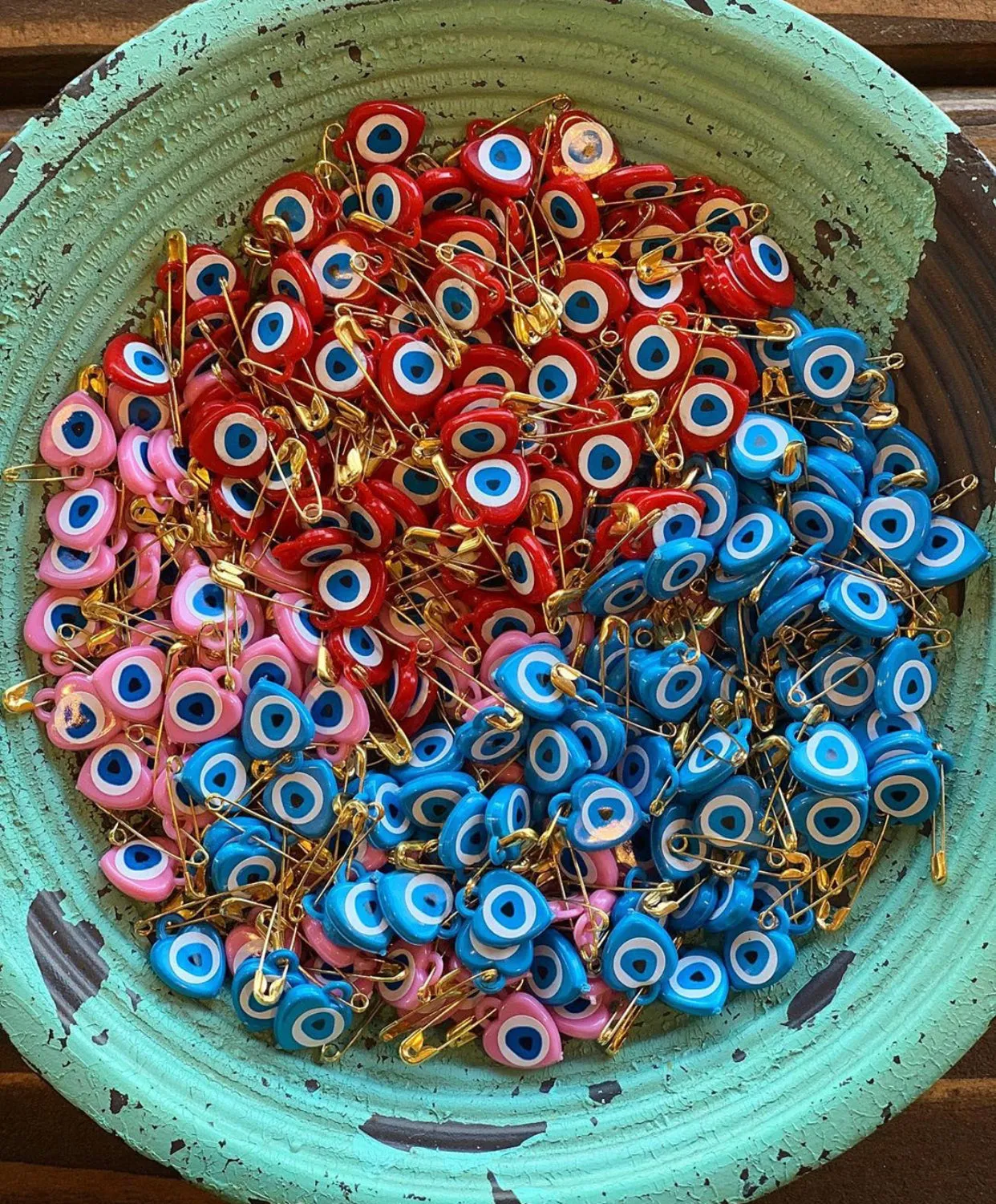 Evil Eye Safety Pin 100, Unique Wedding Favors, Resin Evil Eye Bead