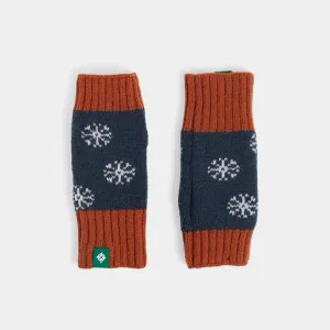 Fa La La Winter Knit Fingerless Gloves - Blue