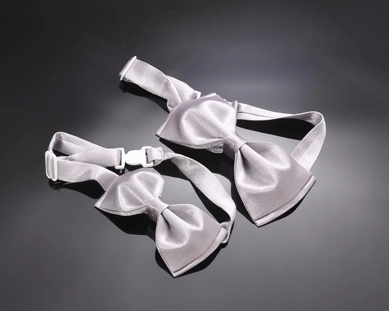 Father and Son Handcrafted Satin Bow Tie Set