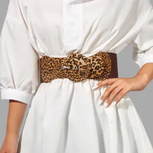 Fierce Leopard Print Wide Elastic Waist Belts