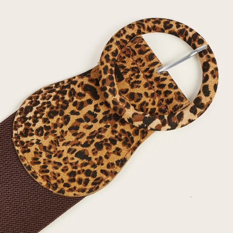 Fierce Leopard Print Wide Elastic Waist Belts