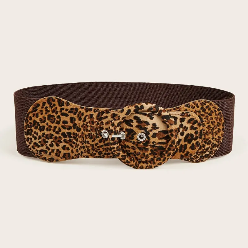 Fierce Leopard Print Wide Elastic Waist Belts