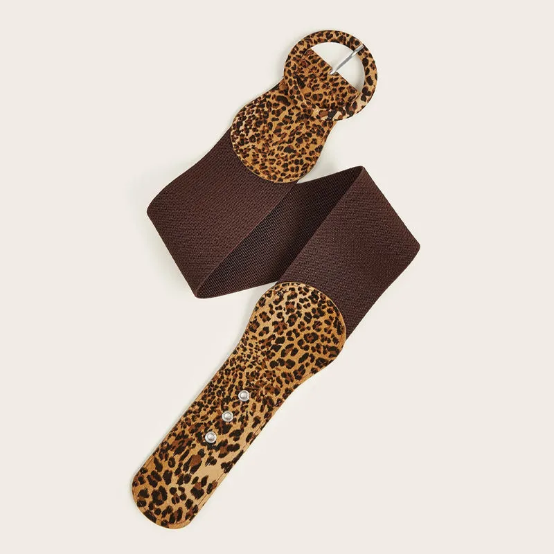 Fierce Leopard Print Wide Elastic Waist Belts