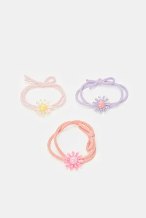 Girls Assorted Embellished Elastic Hair Band Set (3 Piece)