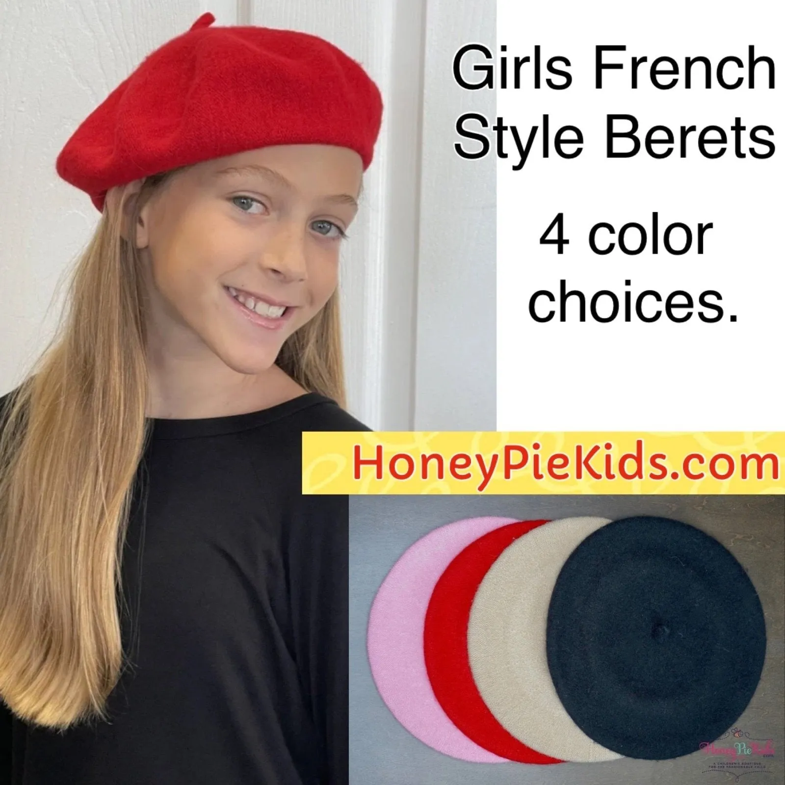 Girls French Style Beret Hats - Several Color Choices