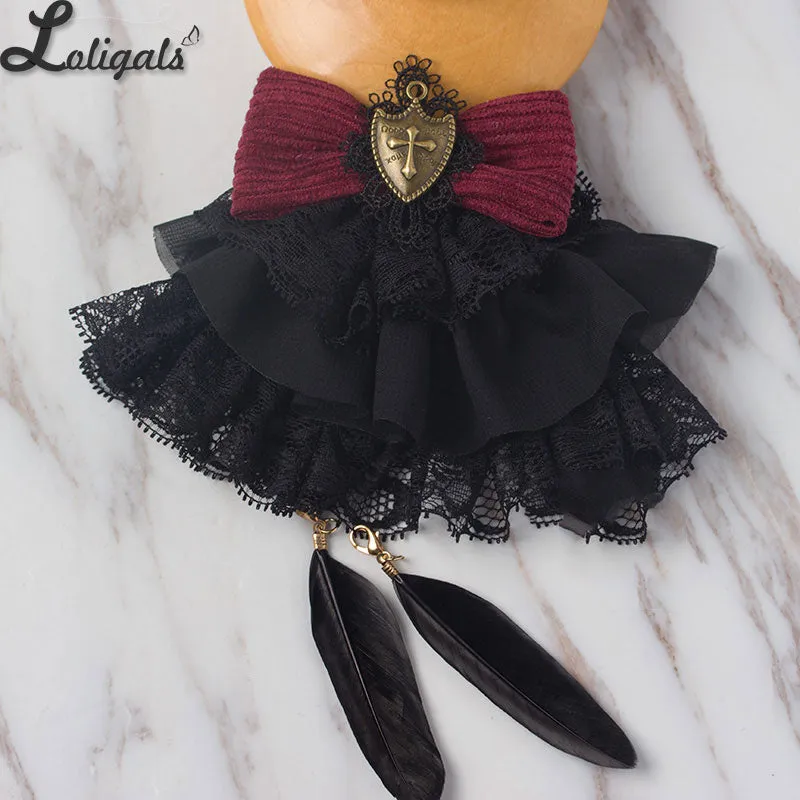 Gothic Burgundy Lolita Headpiece Corduroy Headwear & Beret