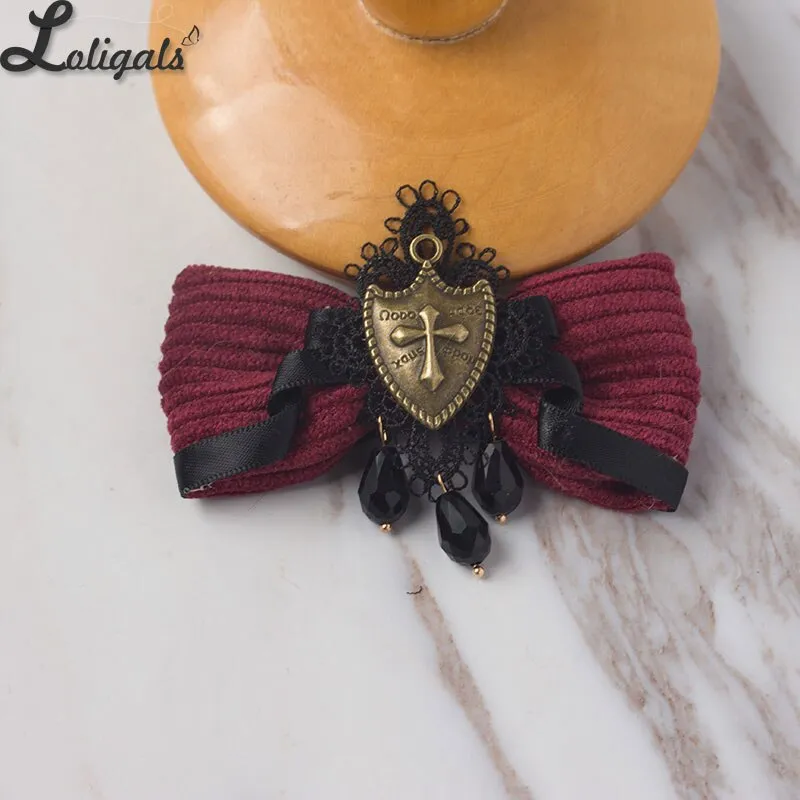 Gothic Burgundy Lolita Headpiece Corduroy Headwear & Beret