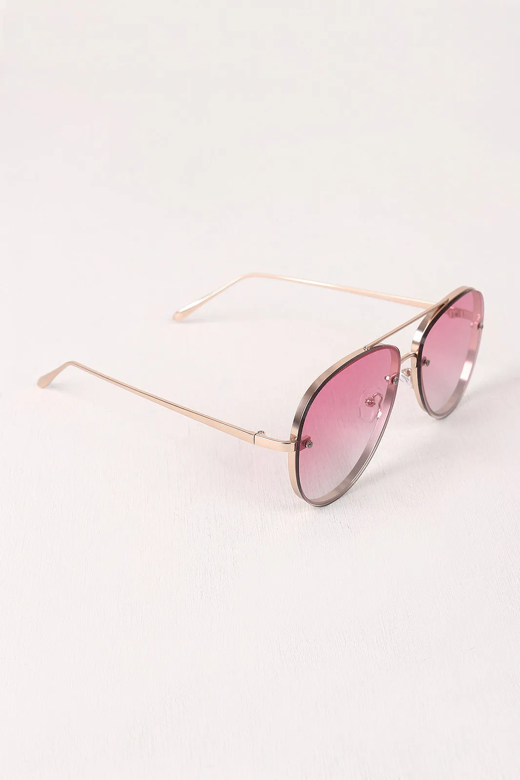 Gradient Double Bridge Aviator Sunglasses