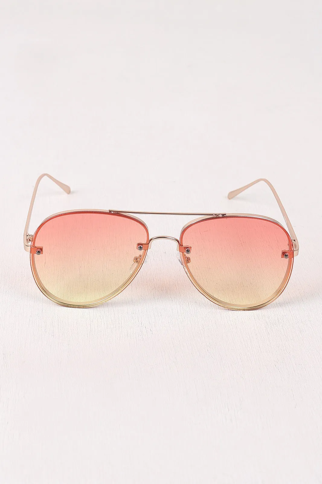 Gradient Double Bridge Aviator Sunglasses