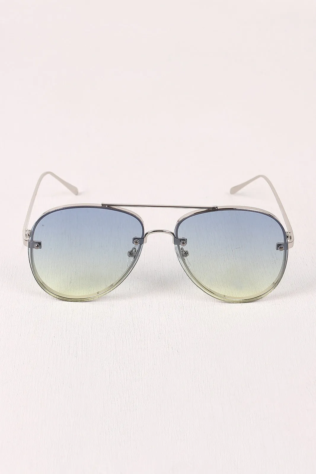 Gradient Double Bridge Aviator Sunglasses