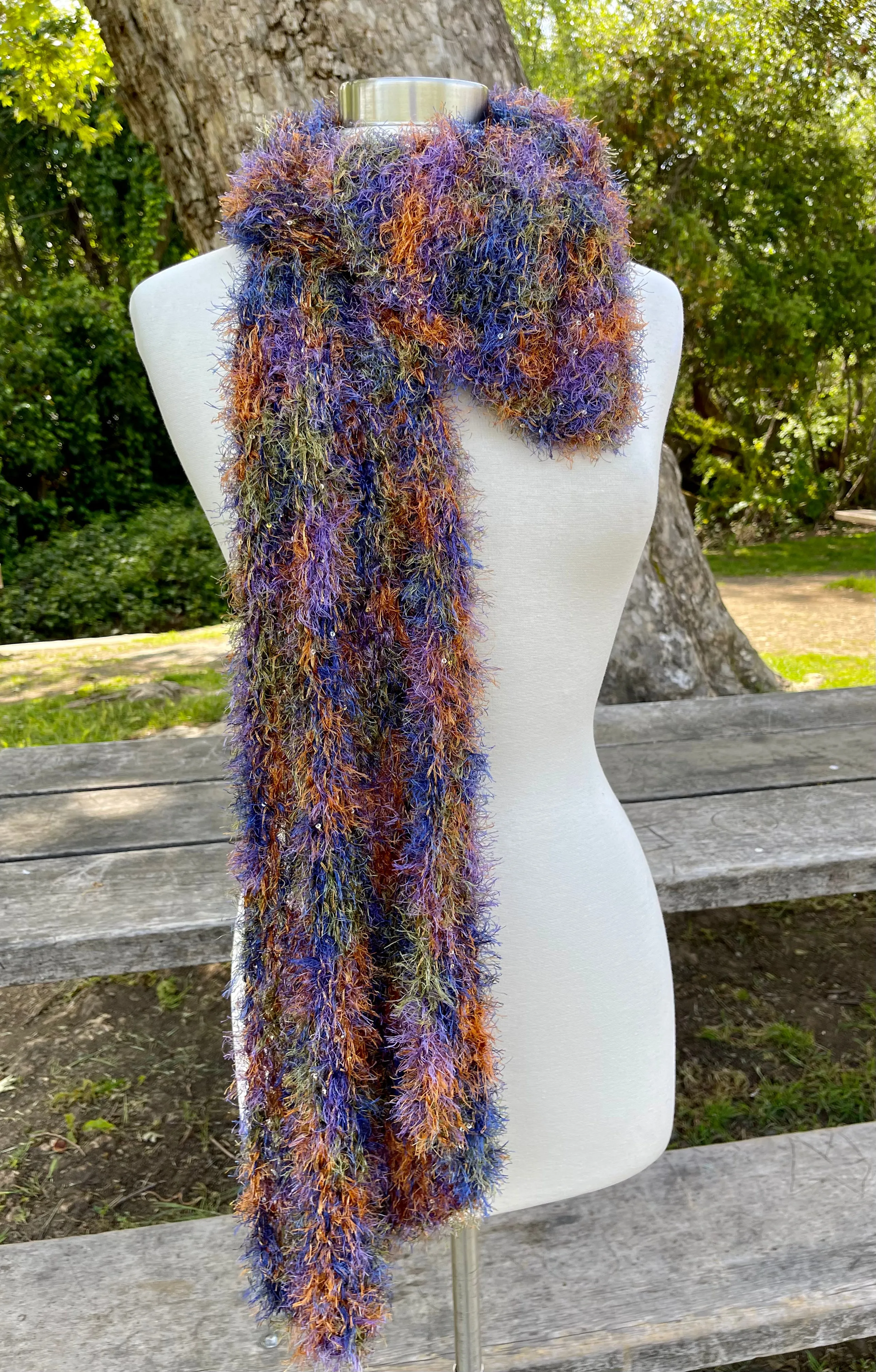 Hand Knitted Scarf for Women, Soft Eyelash Fur