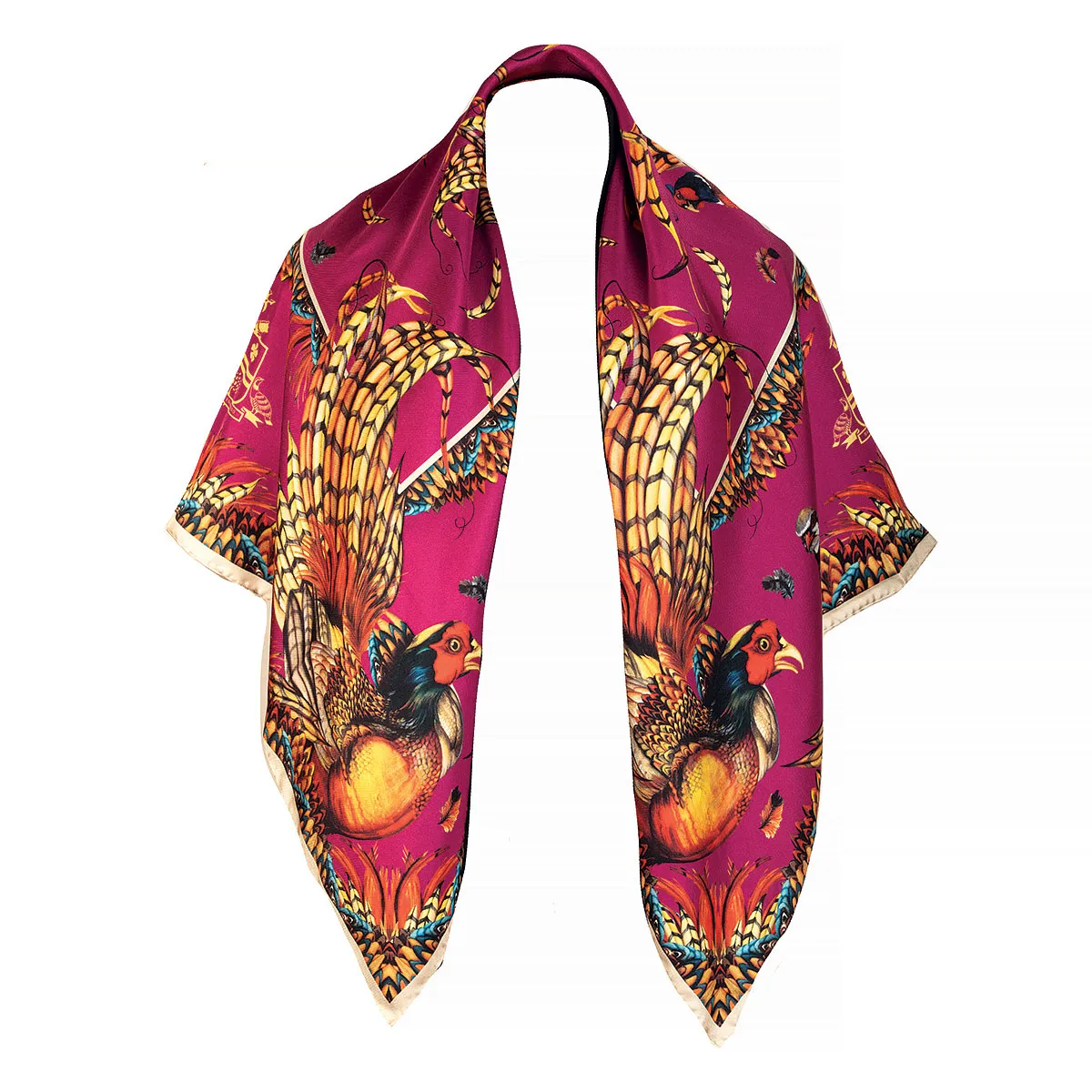 Heads or Tails Mulberry Large Square Silk Scarf