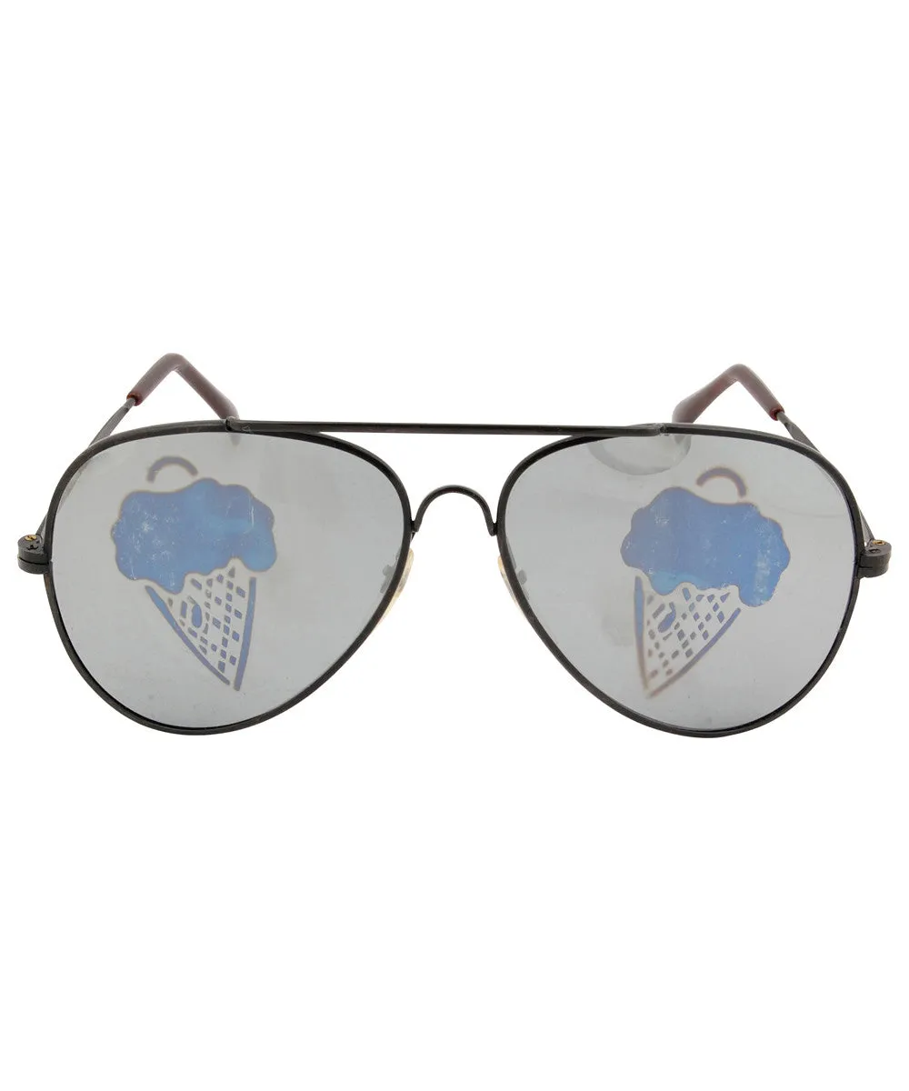 ICE SCREAM Black Aviator Sunglasses