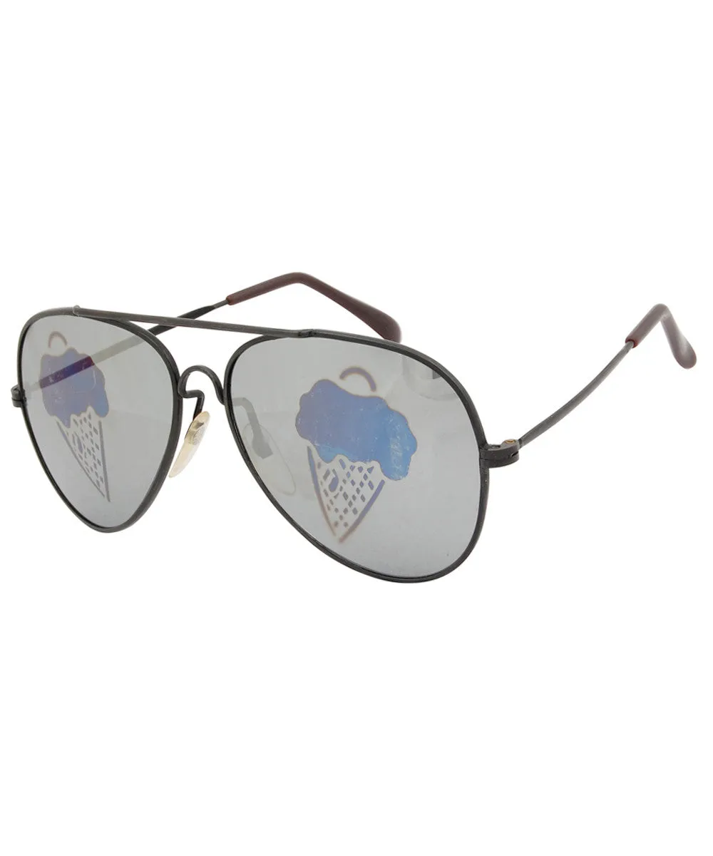 ICE SCREAM Black Aviator Sunglasses