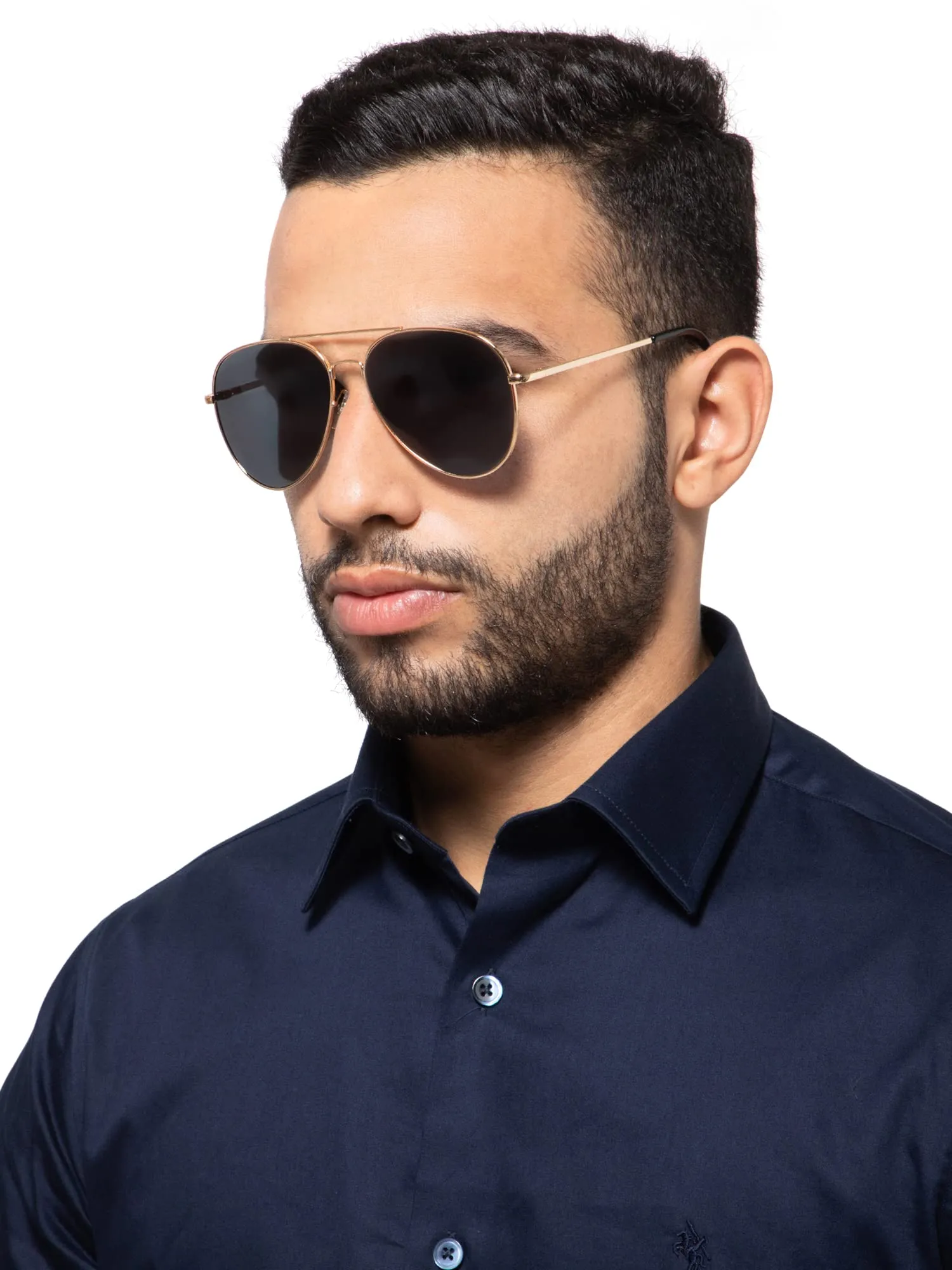 Intellilens | Branded Latest and Stylish Sunglasses | Polarized and 100% UV Protected | Light Weight, Durable, Premium Looks | Men | Black Lenses | Aviator | Large