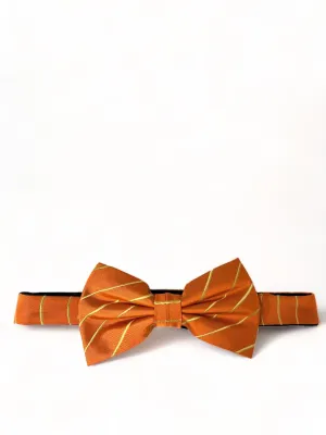 Jaffa Orange and Gold Striped Silk Bow Tie Set