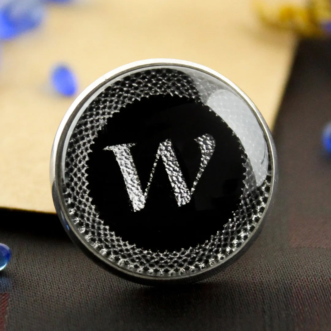 Kavove Alphabet 'W' Black Colour Lapel Pin