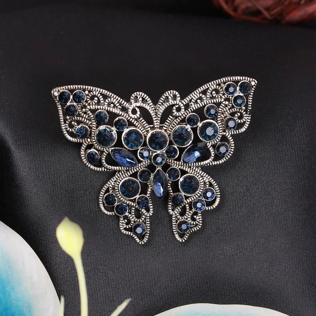 Kavove Sapphire Wings Blue Colour Brooch