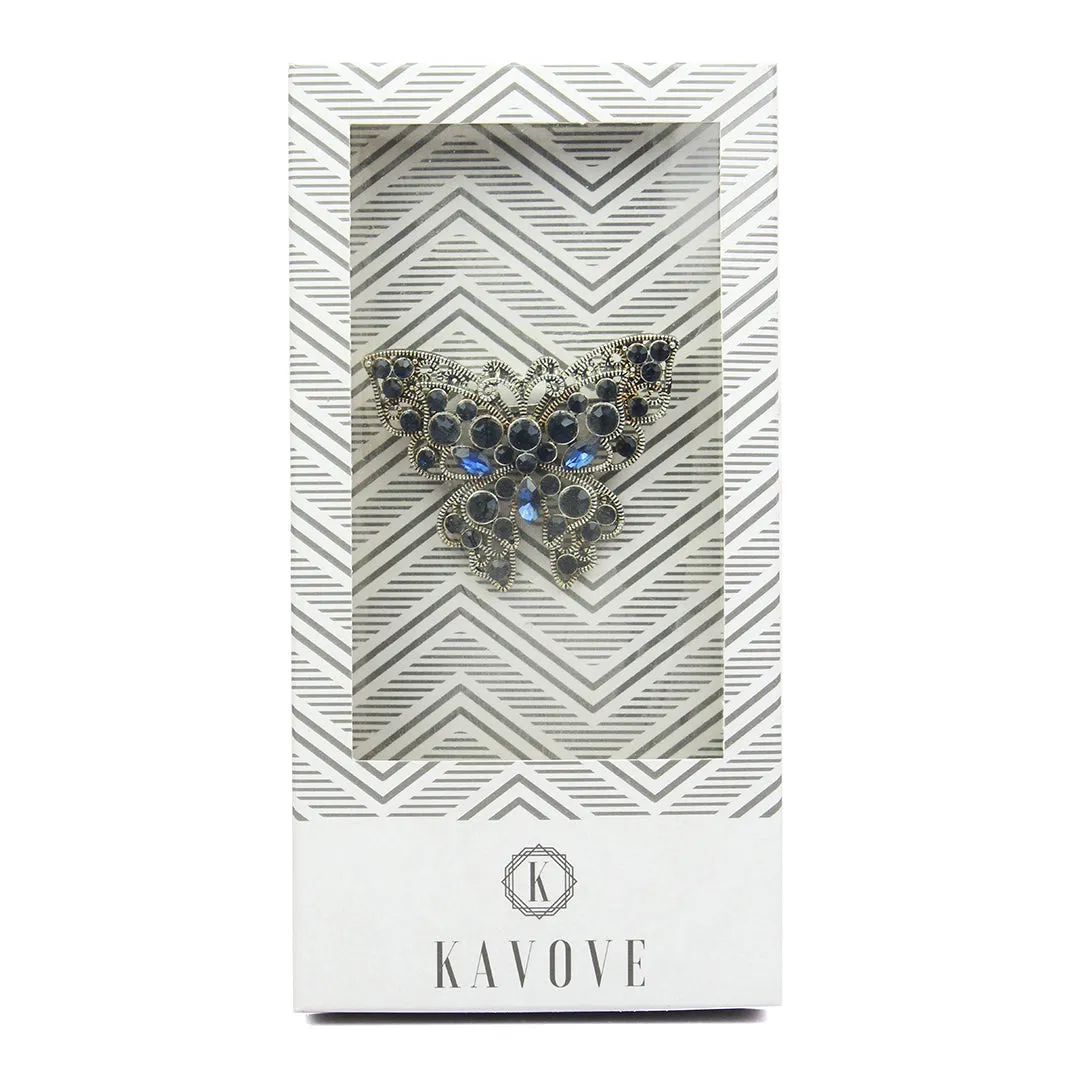 Kavove Sapphire Wings Blue Colour Brooch