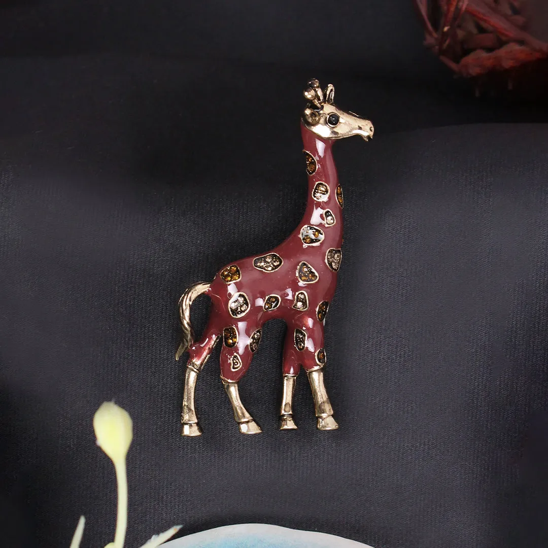 Kavove Savannah Giraffe Red Colour Brooch