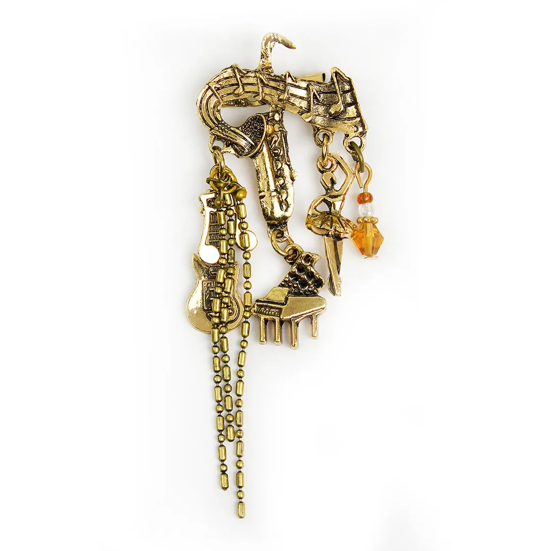 Kavove The Musical Saphire Golden Colour Brooch