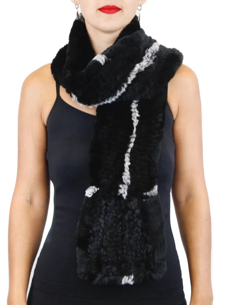 KNITTED REX RABBIT FUR SCARF