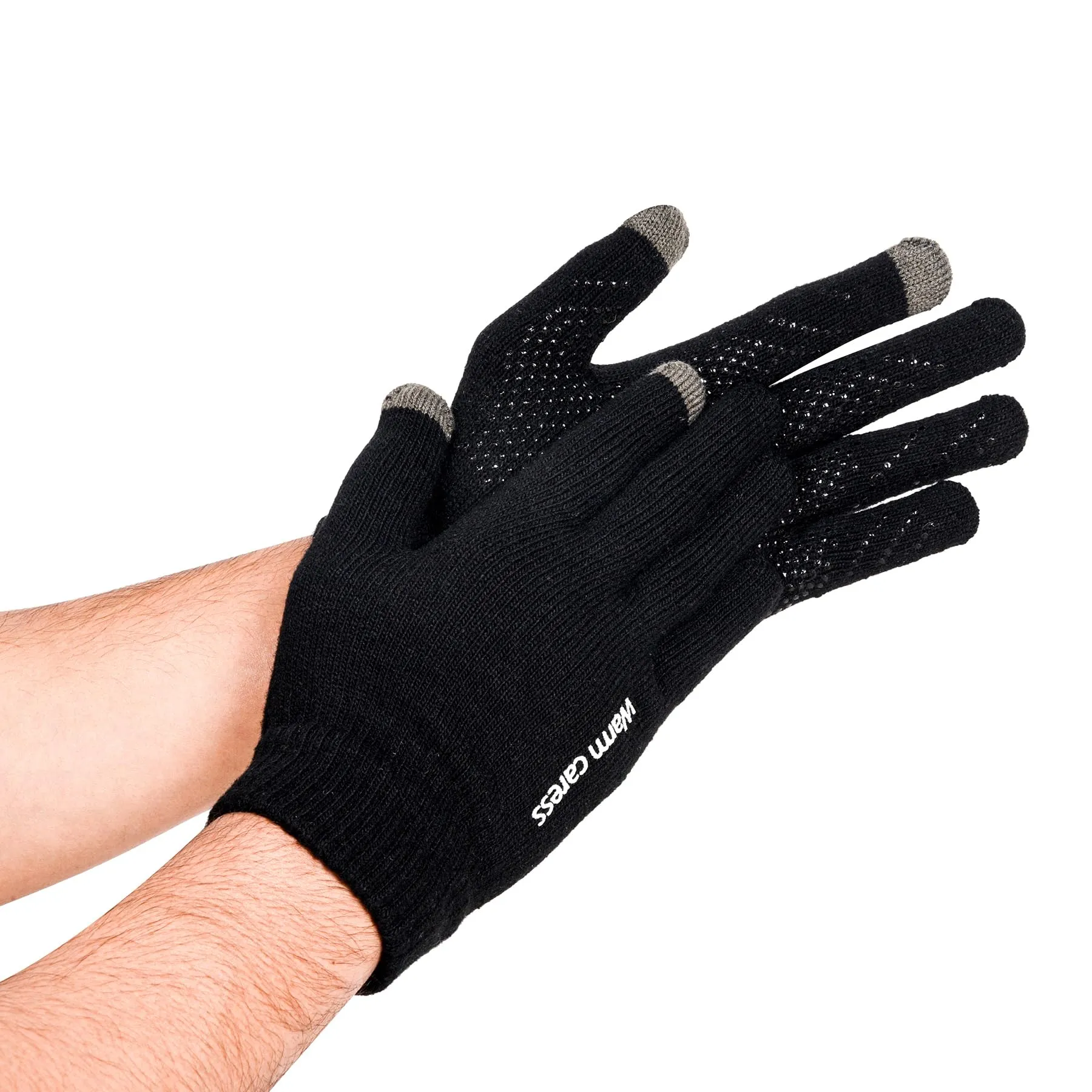 Kuber Industries Hand Gloves | Touchscreen Woolen Gloves | Gloves for Men | Gloves for Women | Dot Grip Biking Gloves | Gloves for Cycling | Winter Gloves | 1 Pair | Black