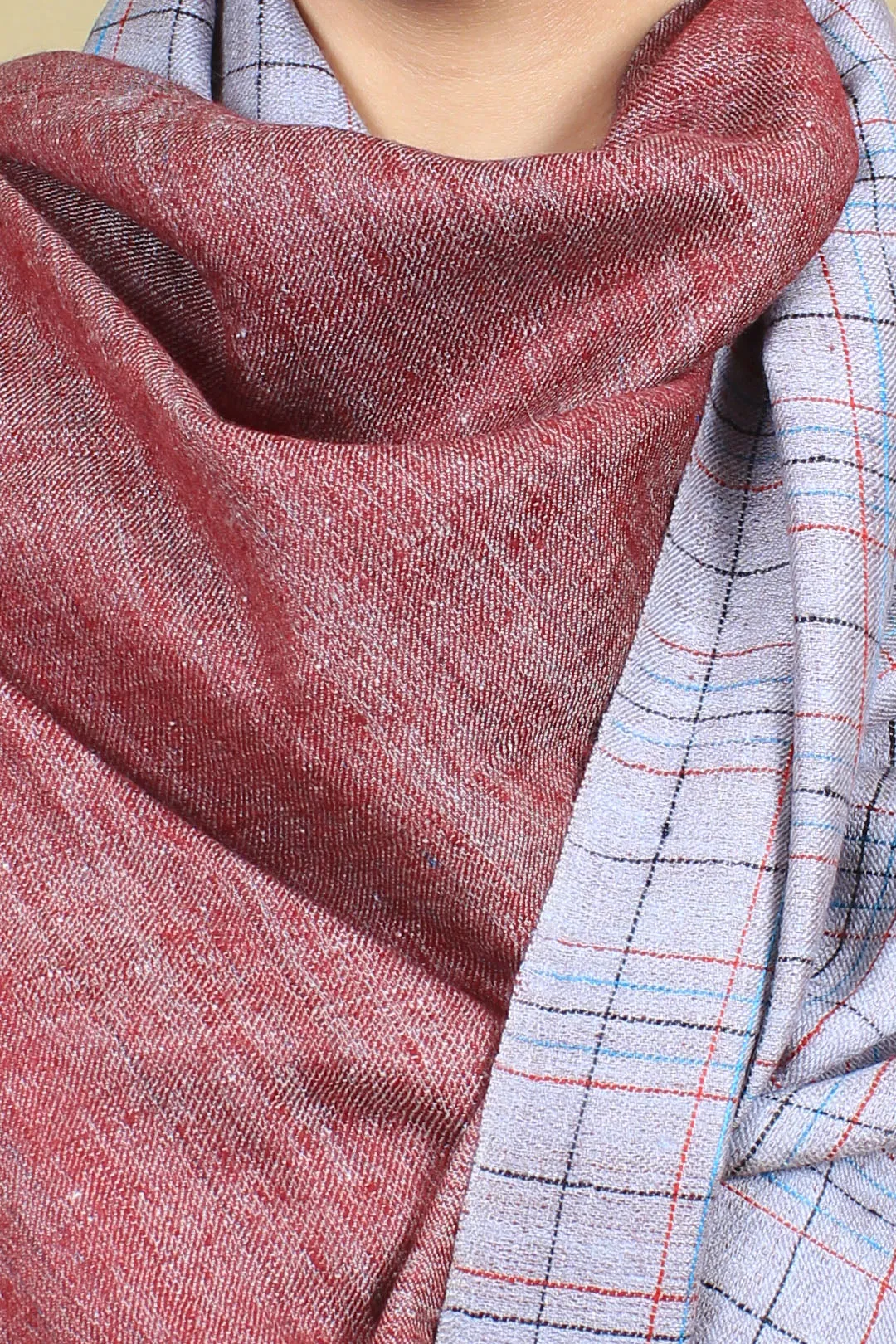 Lily Reversible Check And Plain Cashmere Stole