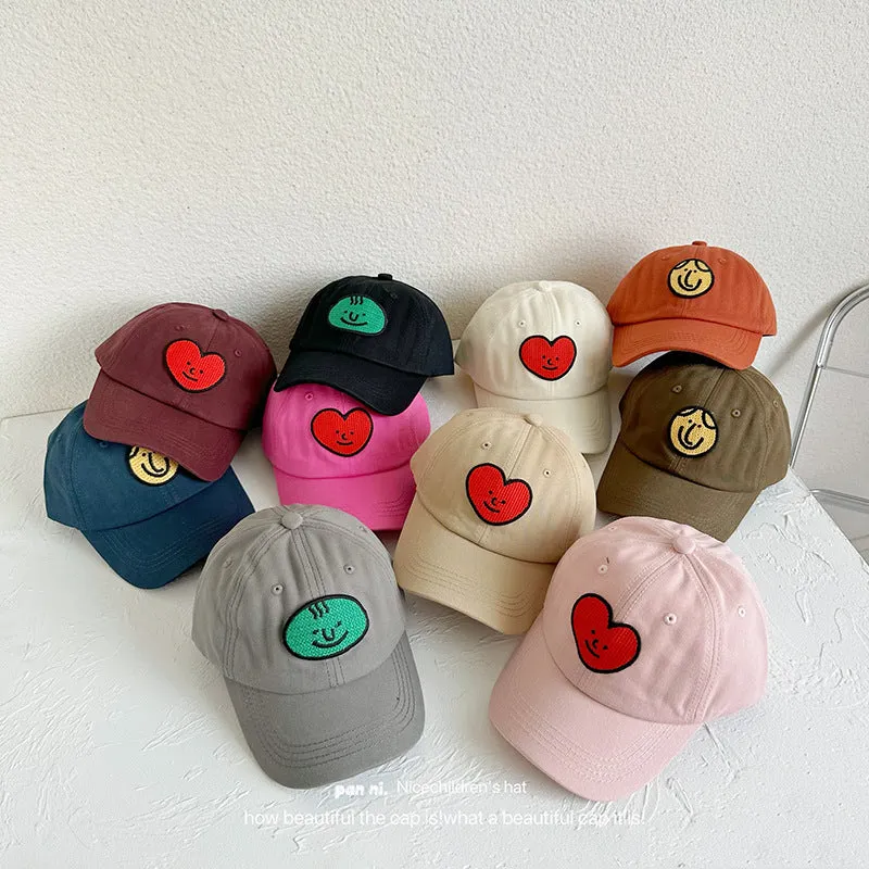 Love Smiling Face Children's Baseball Cap Autumn Hat Washable Soft Top Boys and Girls Baby Peaked Cap