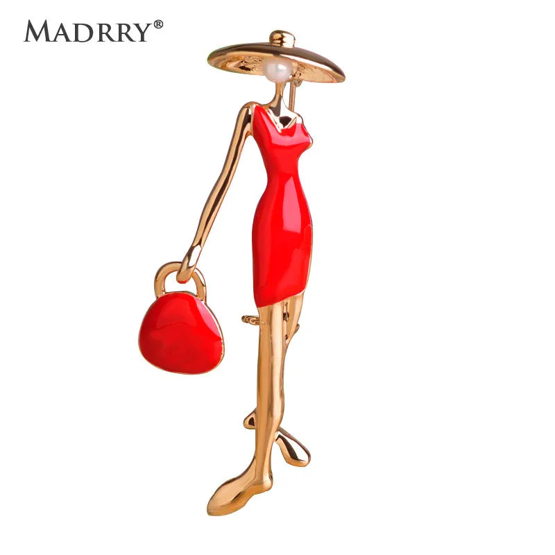 Madrry Fashion Pretty Girls Brooches Enamel Craft Collar Clips Scarf Buckle Sexy Women Handbag Girls Gold Hijab Pin Accessories