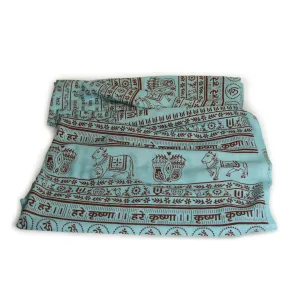 Meditation Yoga Prayer Shawl - Maha Mantra - Turquoise Large