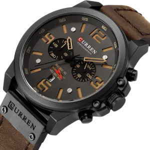 Men Quartz Military Genuine Leather Wrist Watches