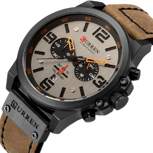 Men Quartz Military Genuine Leather Wrist Watches