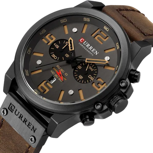 Men Quartz Military Genuine Leather Wrist Watches