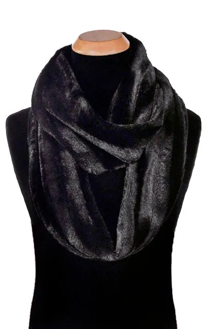 Men's Infinity Scarf - Minky Faux Fur in Black