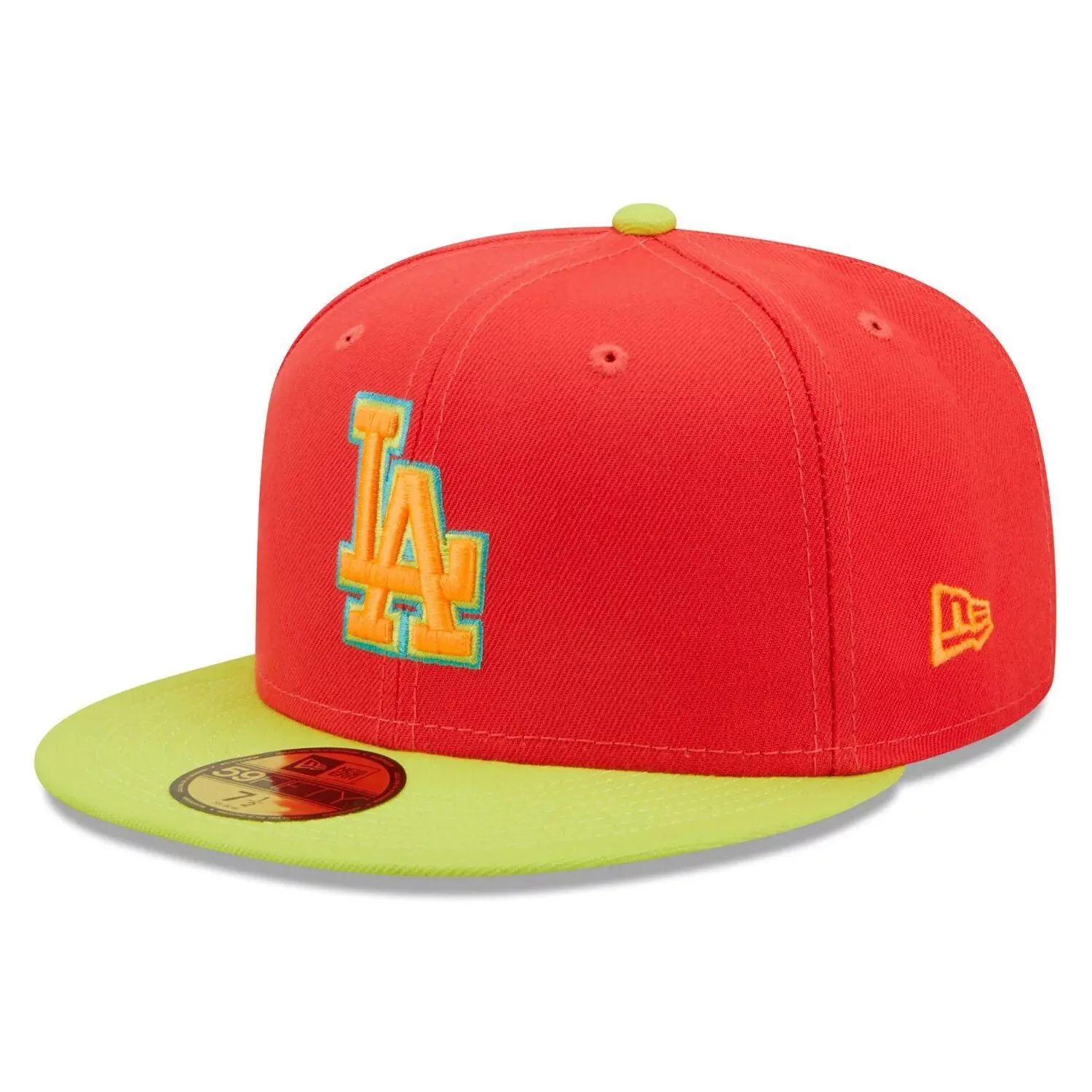 Men's New Era Cap Red/Neon Green Los Angeles Dodgers 1978 World Series Lava Highlighter Combo 59FIFTY Fitted Hat