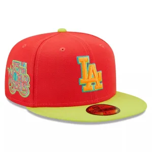 Men's New Era Cap Red/Neon Green Los Angeles Dodgers 1978 World Series Lava Highlighter Combo 59FIFTY Fitted Hat