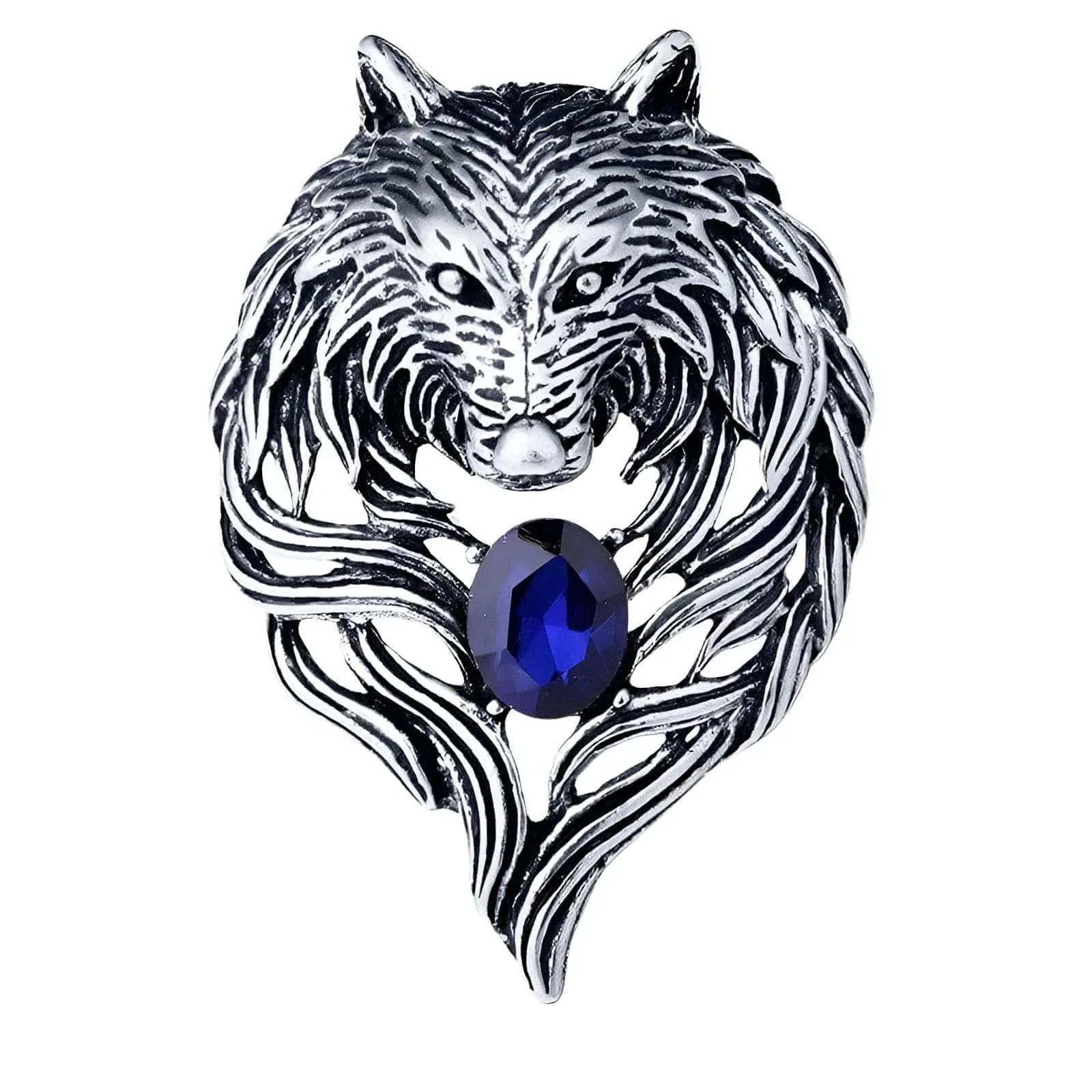 Men's Vintage Wolf Pin With Rhinestones