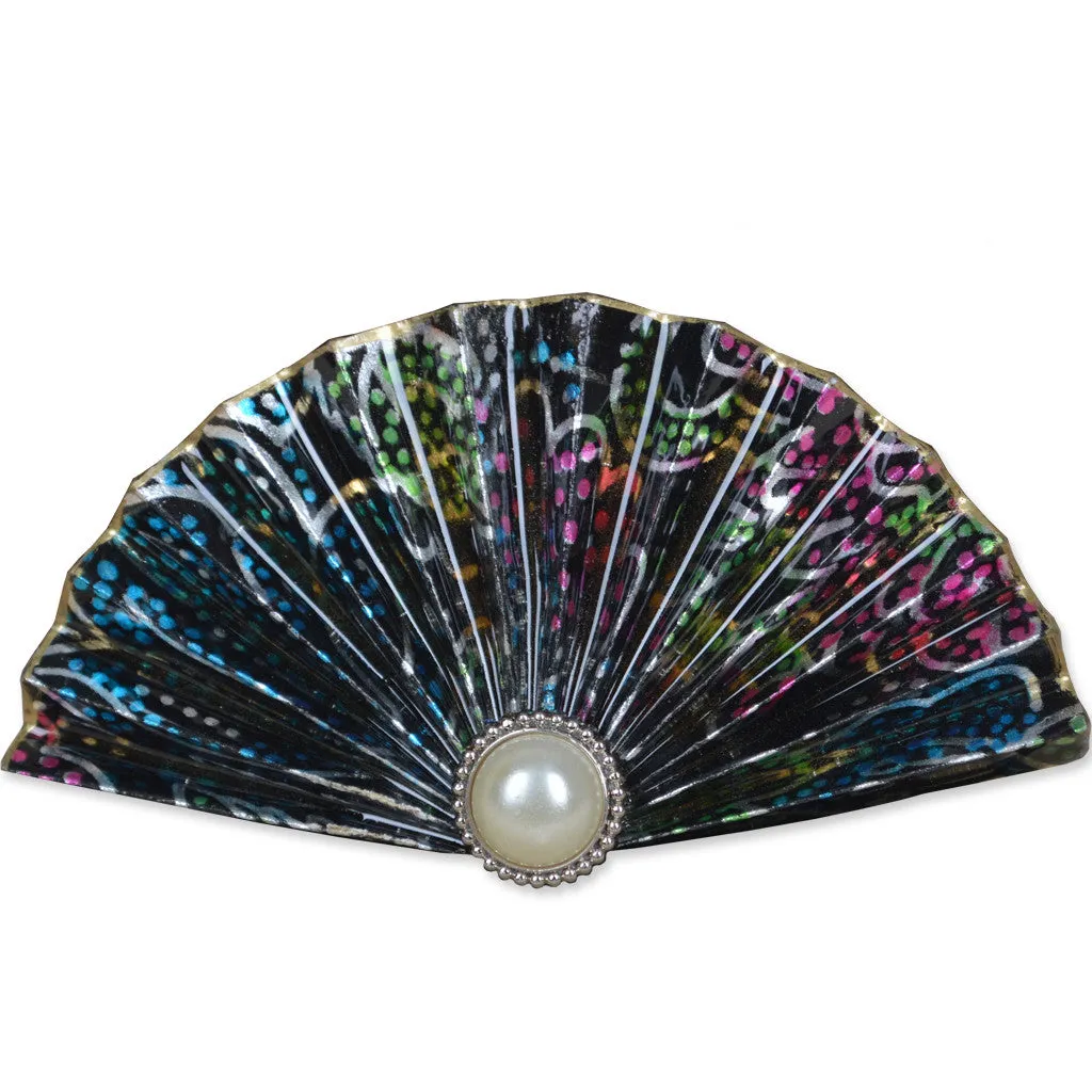 Metallic/Rainbow Fan Brooch