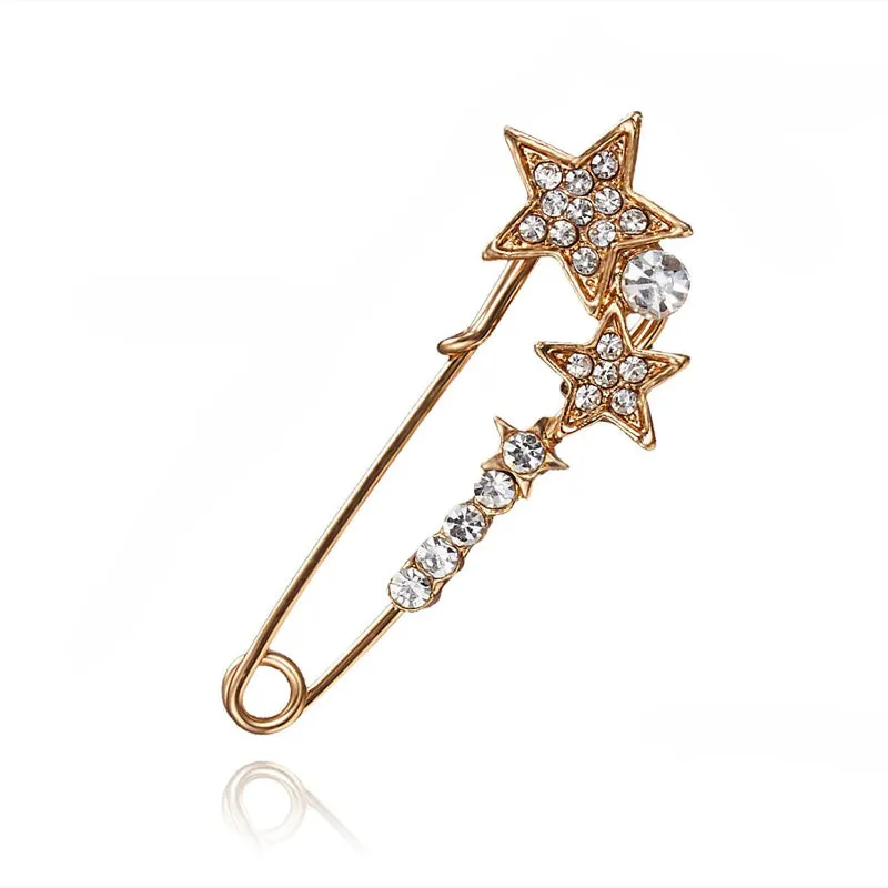 Mixed Style Rhinestone Safety Pin Brooches