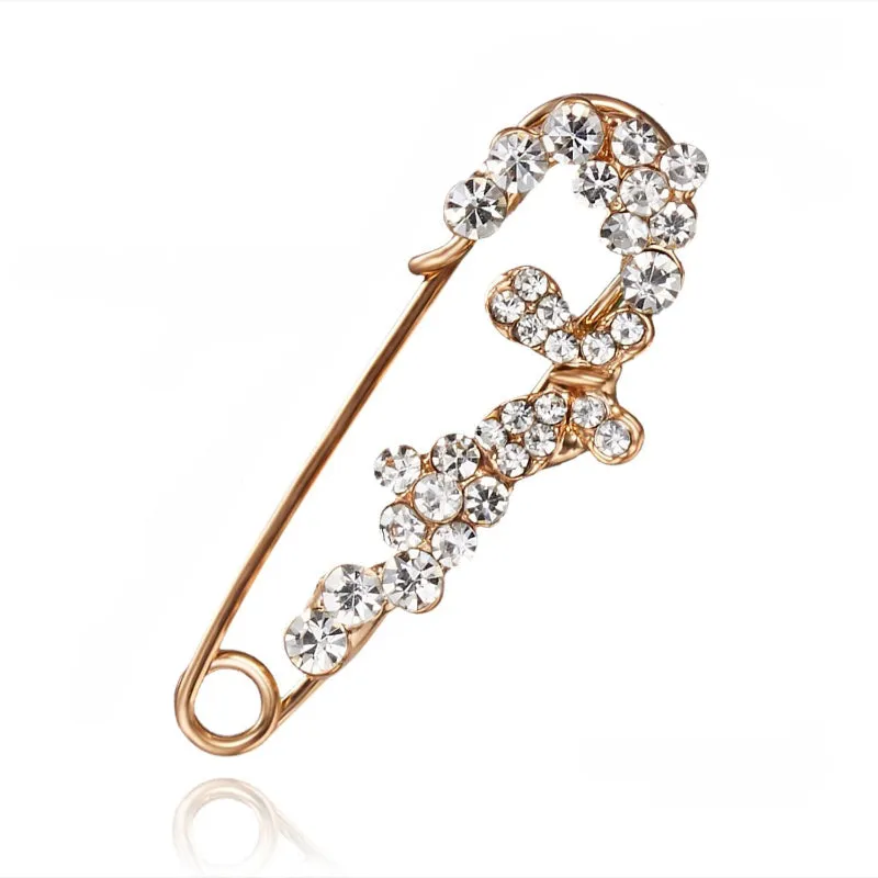 Mixed Style Rhinestone Safety Pin Brooches