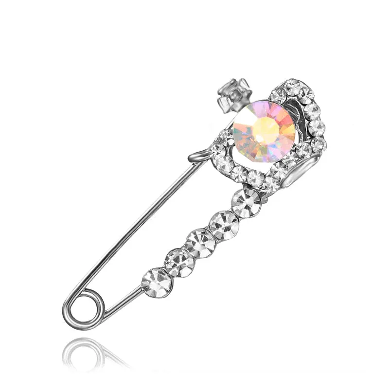 Mixed Style Rhinestone Safety Pin Brooches