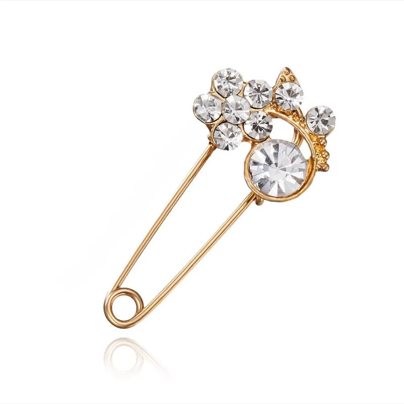 Mixed Style Rhinestone Safety Pin Brooches