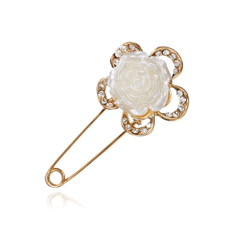 Mixed Style Rhinestone Safety Pin Brooches