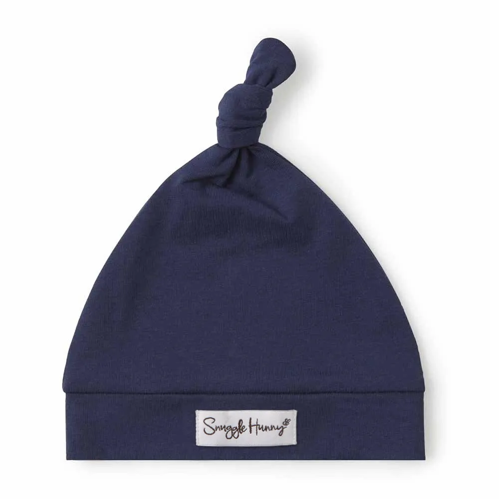 Navy Organic Knotted Beanie