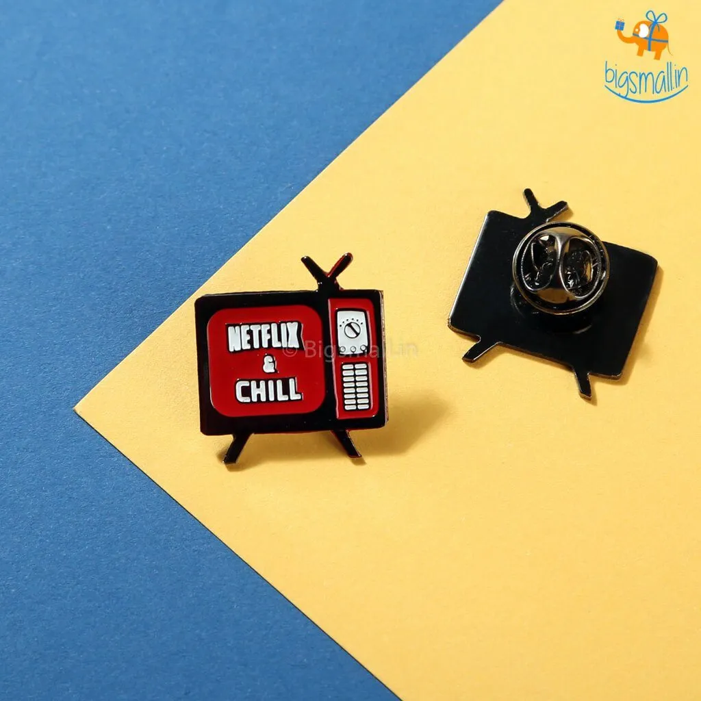 Netflix & Chill Metallic Lapel Pin