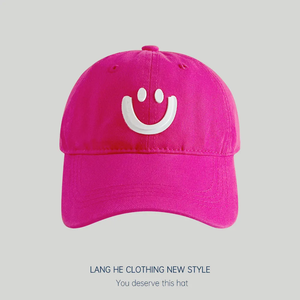 New smiling face parent-child baseball cap women's washable soft top soft top style casual all-match small head peaked cap sunshade