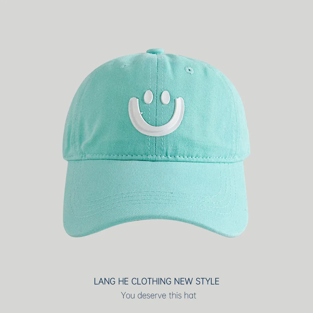 New smiling face parent-child baseball cap women's washable soft top soft top style casual all-match small head peaked cap sunshade